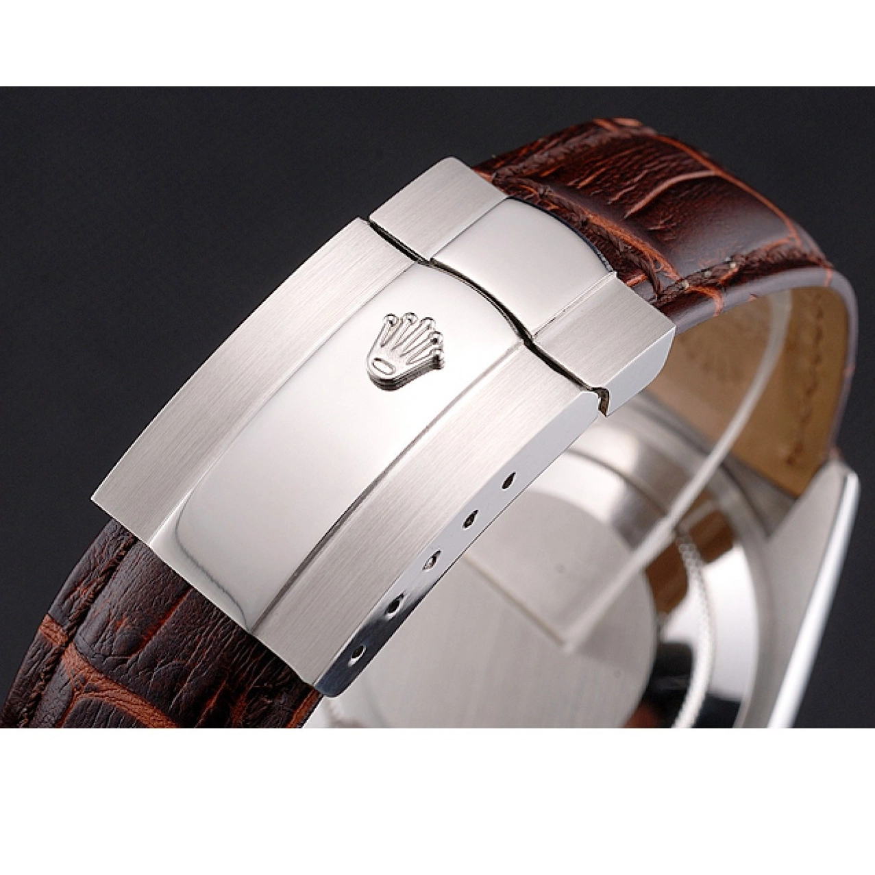 Rolex copies cheap Sky Rolex Strap Dial Steel Leather Dweller Stainless Case White Brown 0724